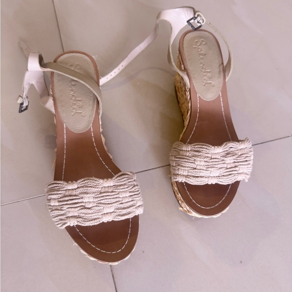 Splendid Cream Woven Espadrille Wedge Sandals size 6M
